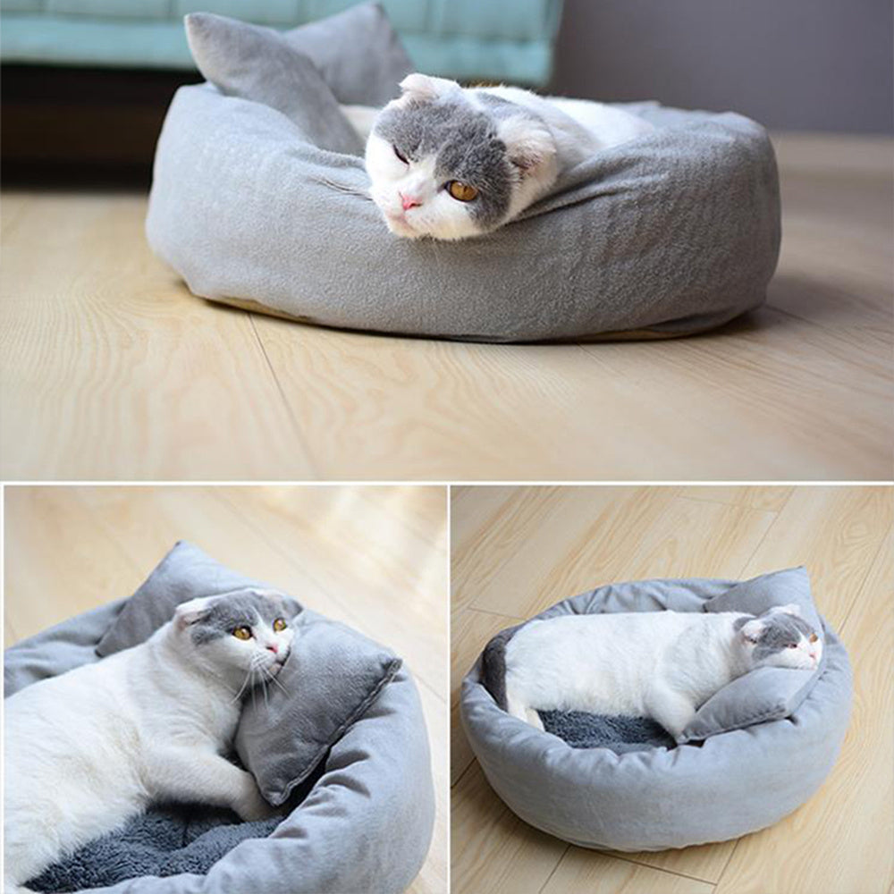 Dog Bed For Small Dogs Sleeping Mat Soft Cat House Round Short Plush Nest Kitten Puppy Chihuahua Bed With Pillow Dog Supplies