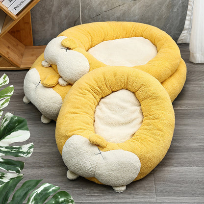 Corgi Shaped Bed For Dog Cat Soft Pet Kennel Cute Cat Nest Dogs Basket Sofa Puppy Sleeping Mat Pet Accessories