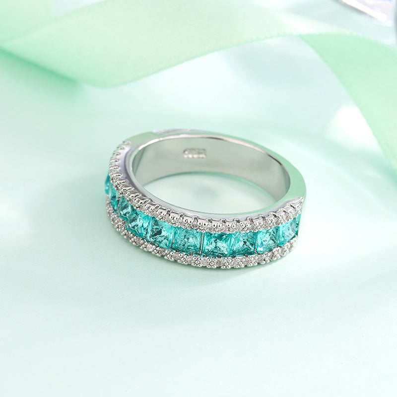 Fashion White Gold Plated Emerald Zircon Ring