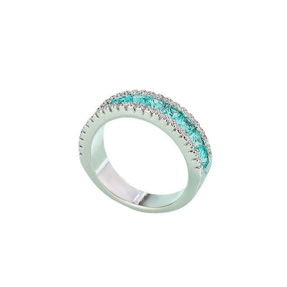 Fashion White Gold Plated Emerald Zircon Ring