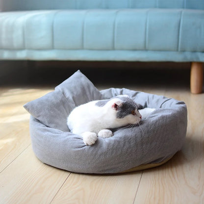 Dog Bed For Small Dogs Sleeping Mat Soft Cat House Round Short Plush Nest Kitten Puppy Chihuahua Bed With Pillow Dog Supplies