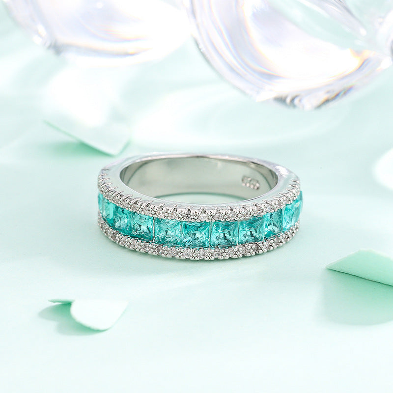 Fashion White Gold Plated Emerald Zircon Ring