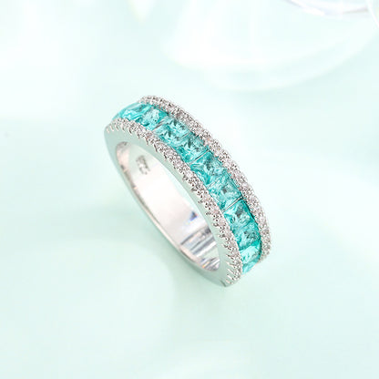 Fashion White Gold Plated Emerald Zircon Ring