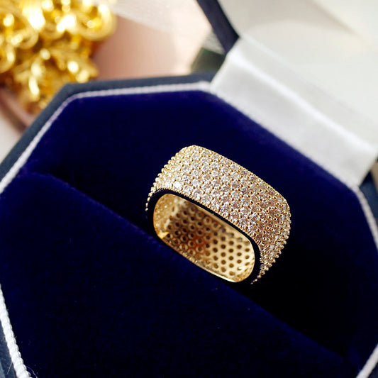 Light Luxury Niche Square Full Diamond Index Finger Ring