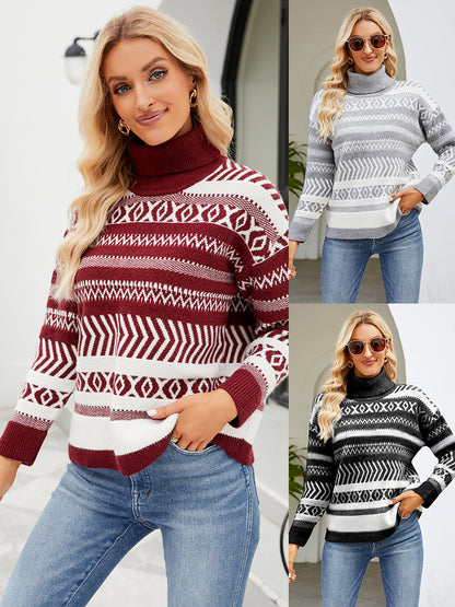 Loose Turtleneck Sweater Women's Idle Style Casual Knitted Sweater