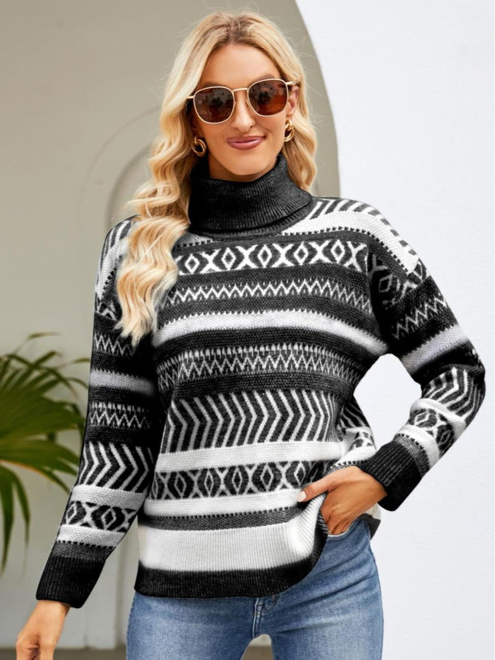 Loose Turtleneck Sweater Women's Idle Style Casual Knitted Sweater