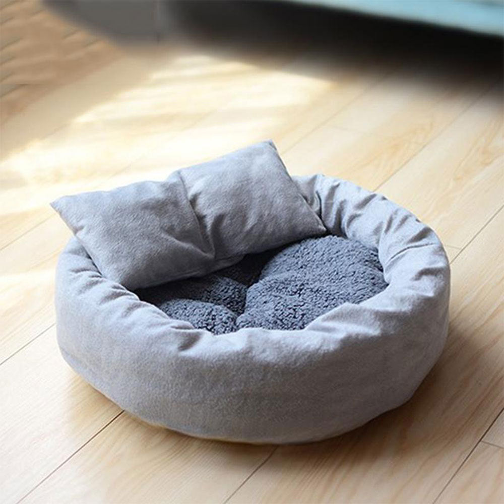 Dog Bed For Small Dogs Sleeping Mat Soft Cat House Round Short Plush Nest Kitten Puppy Chihuahua Bed With Pillow Dog Supplies